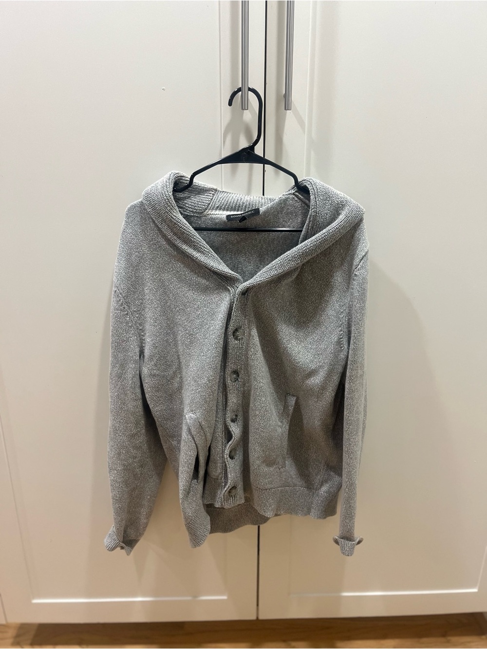 Banana Republic Light Gray Shawl-Collar Button Cardigan
